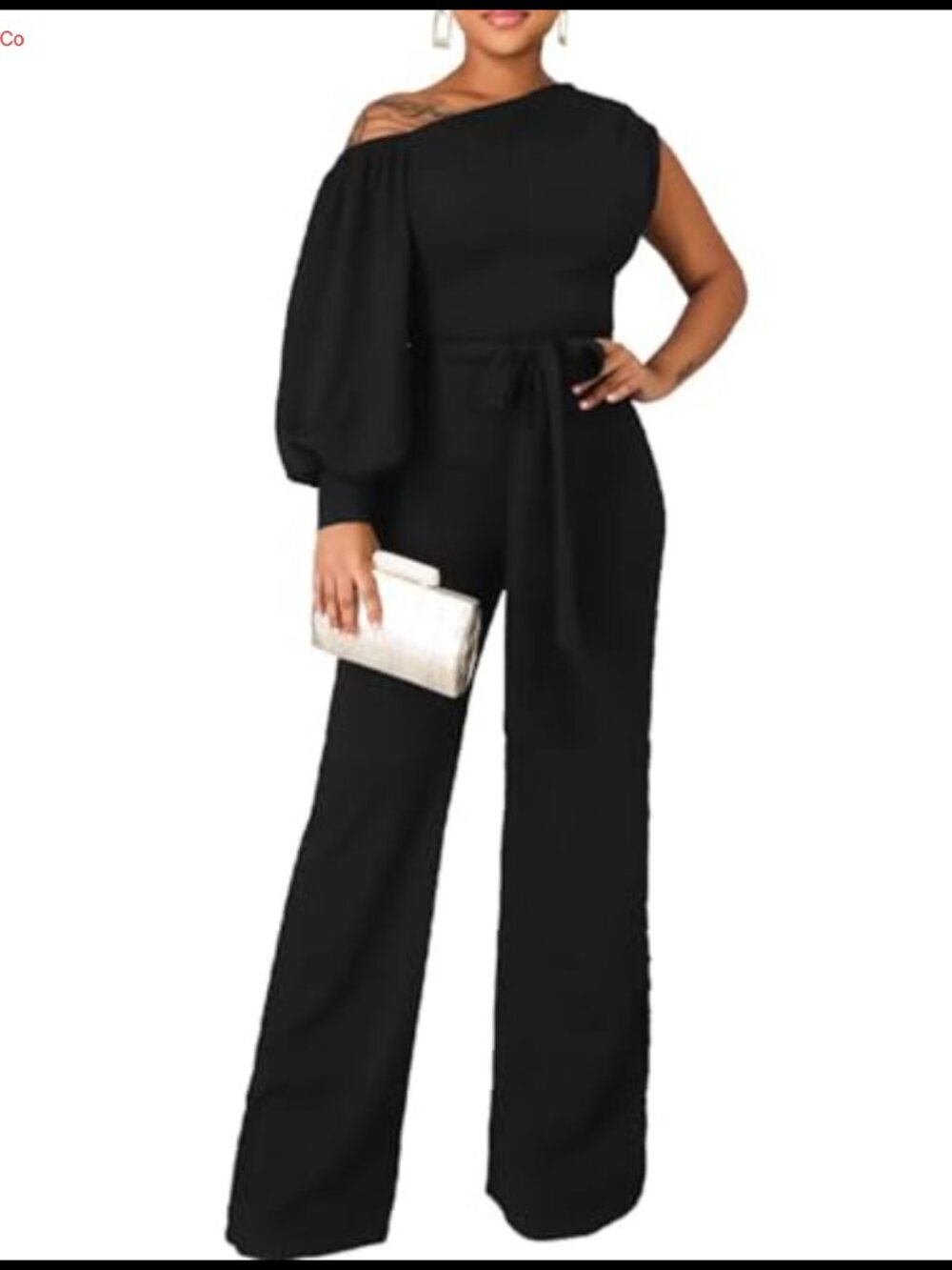 One Shoulder Wide Leg Jumpsuit Dressy Evening Party Romper